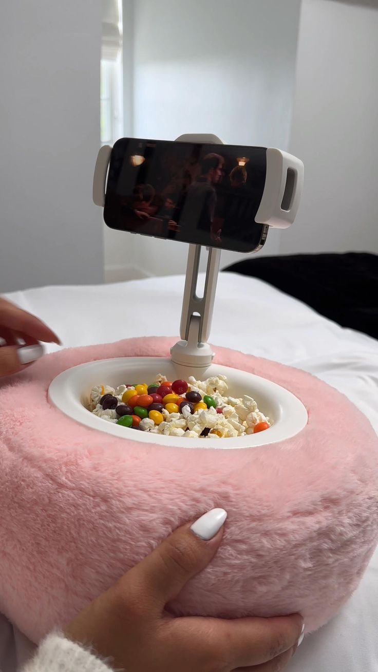 Plush Phone Holder With Removable Bowl