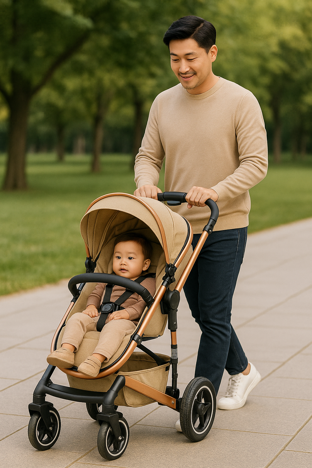 Poussette 3-en-1 – Tout-en-un pour suivre bébé de la naissance à la petite enfance