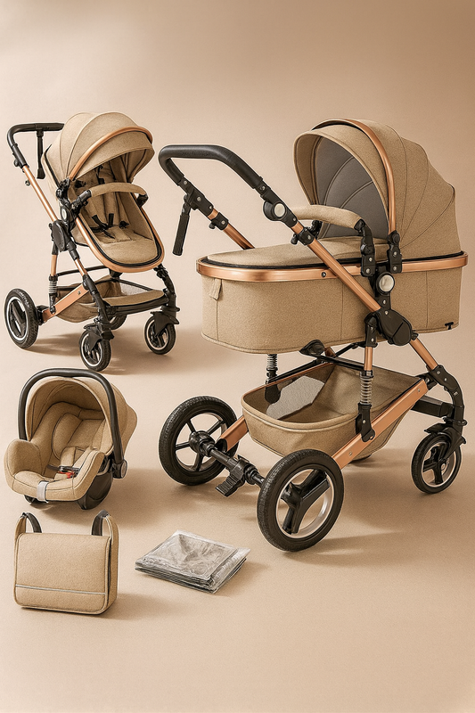 Poussette 3-en-1 – Tout-en-un pour suivre bébé de la naissance à la petite enfance