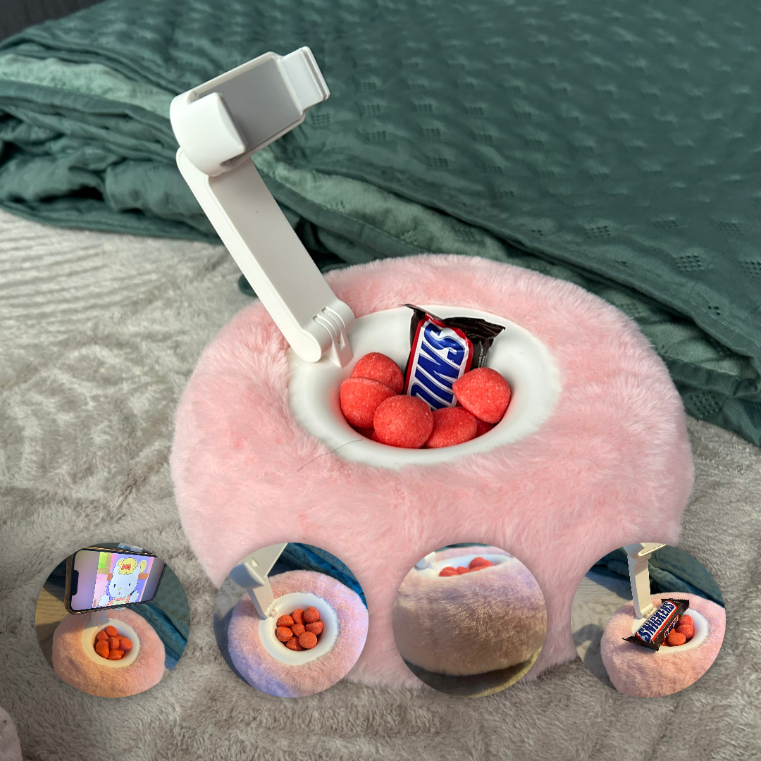 Plush Phone Holder With Removable Bowl